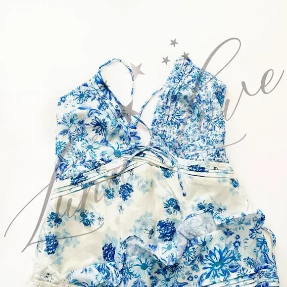 FOR LOVE & LEMONS Rosalyn Maxi Dress in Blue (size S) NWT - Picture 5 of 10